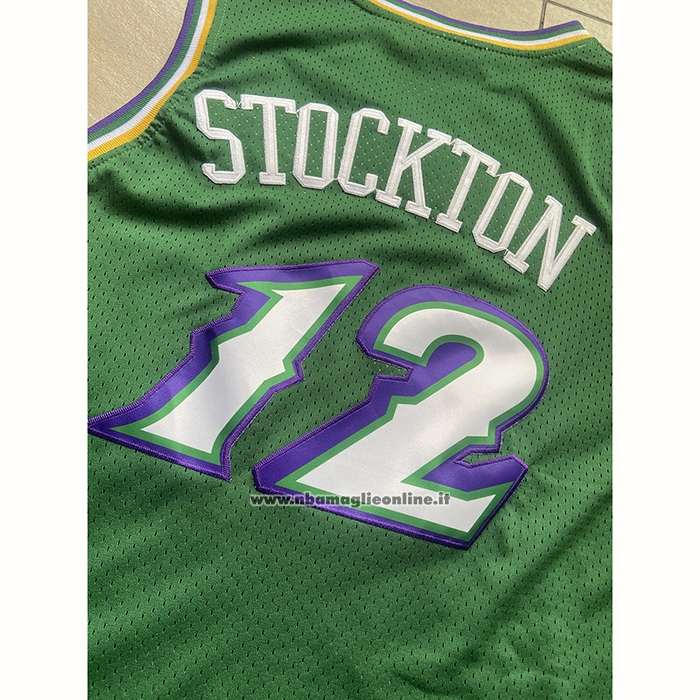 Maglia Utah Jazz John Stockton #12 Mitchell & Ness 1996-97 Verde